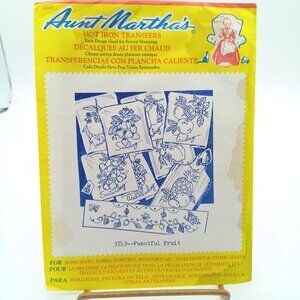 Vintage Aunt Martha's Hot Iron Transfers 3749 Fanciful Fruit, Used but Complete